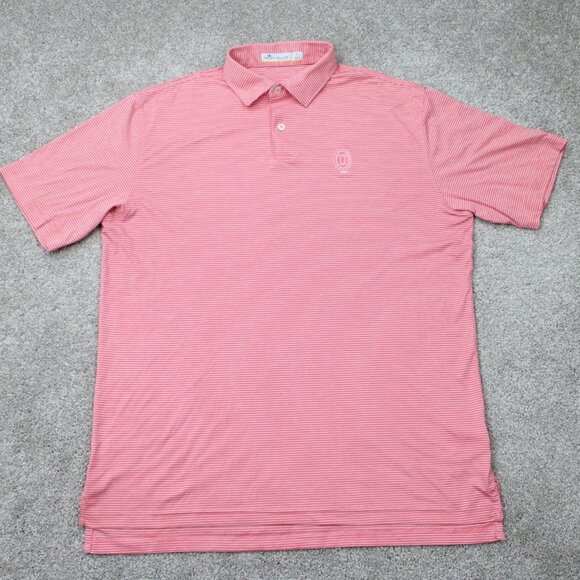 Peter Millar Featherweight Polo Shirt Mens Large Red 100% Polyester S/S Pullover - Picture 1 of 15
